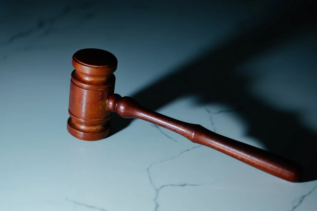 Auctioneer's gavel resting on a table