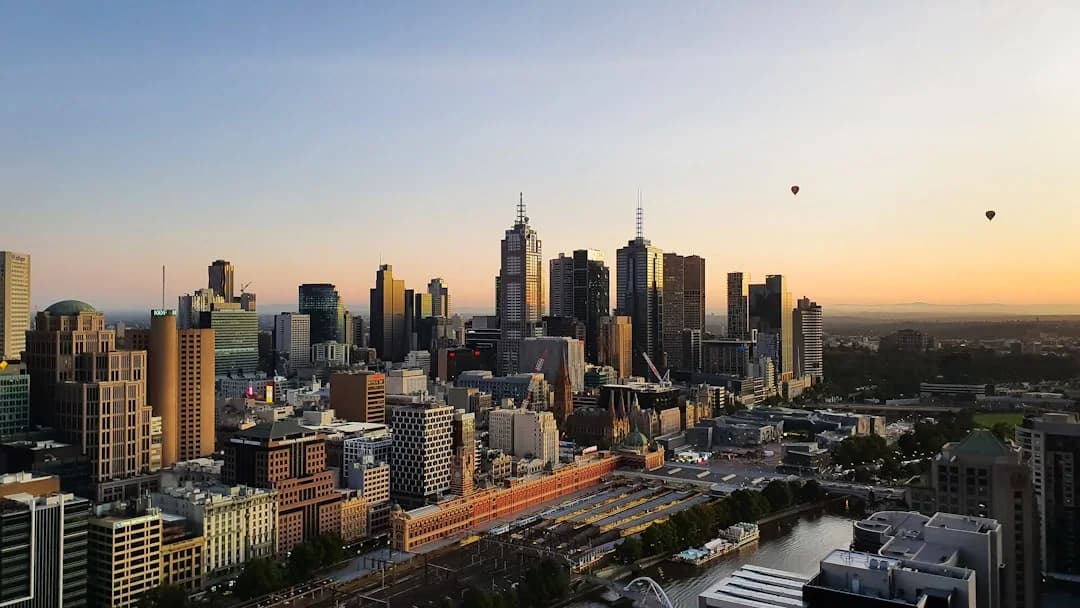 Melbourne city skyline on a clear day