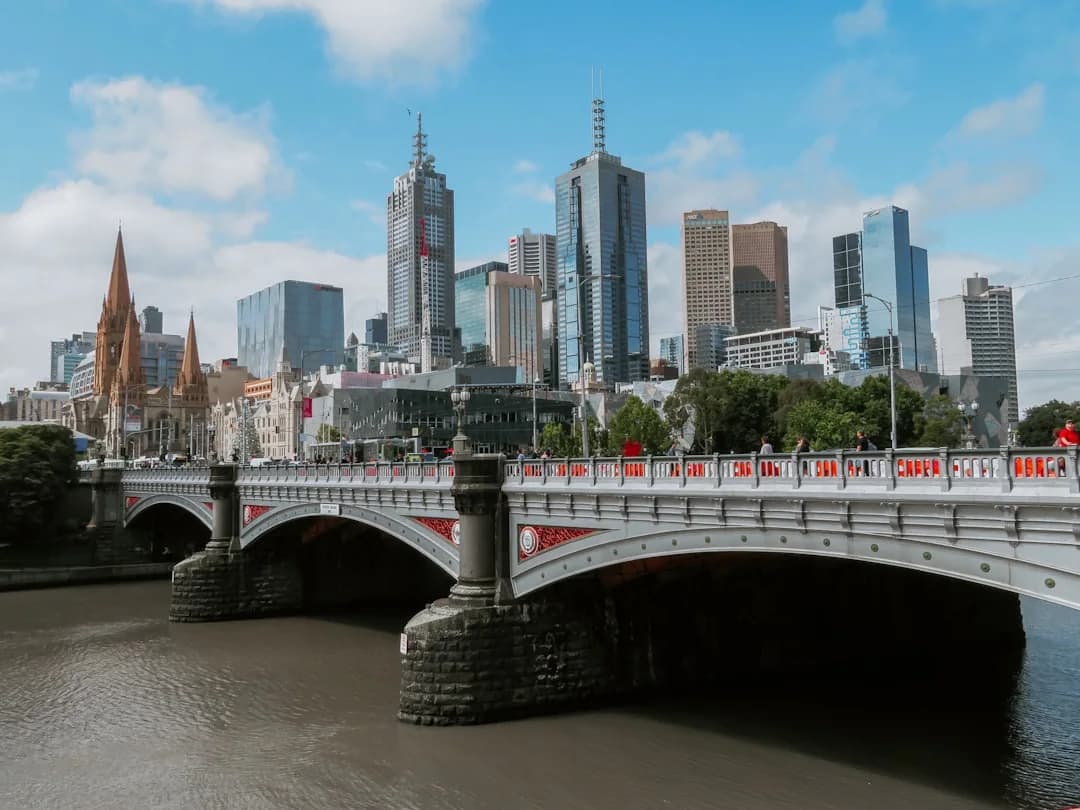 Melbourne city buildings viewed from the Yarra